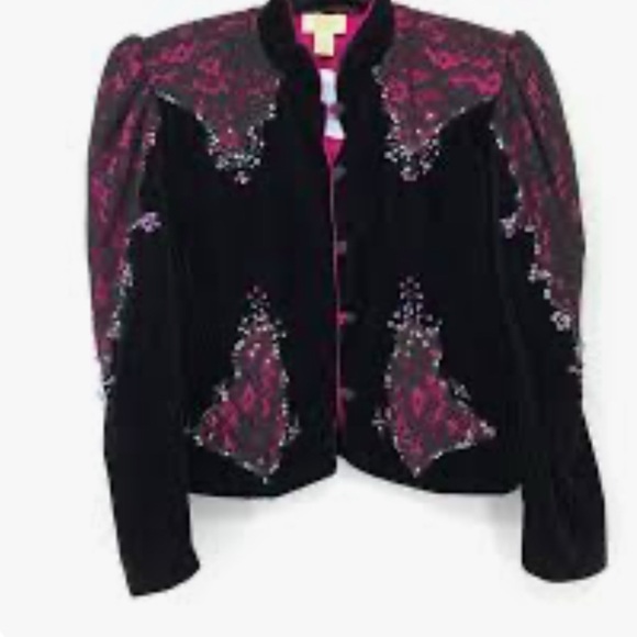 Victoria’s Secret Vintage Black & Red Velvet Two-Piece Set (Jacket & Top)
